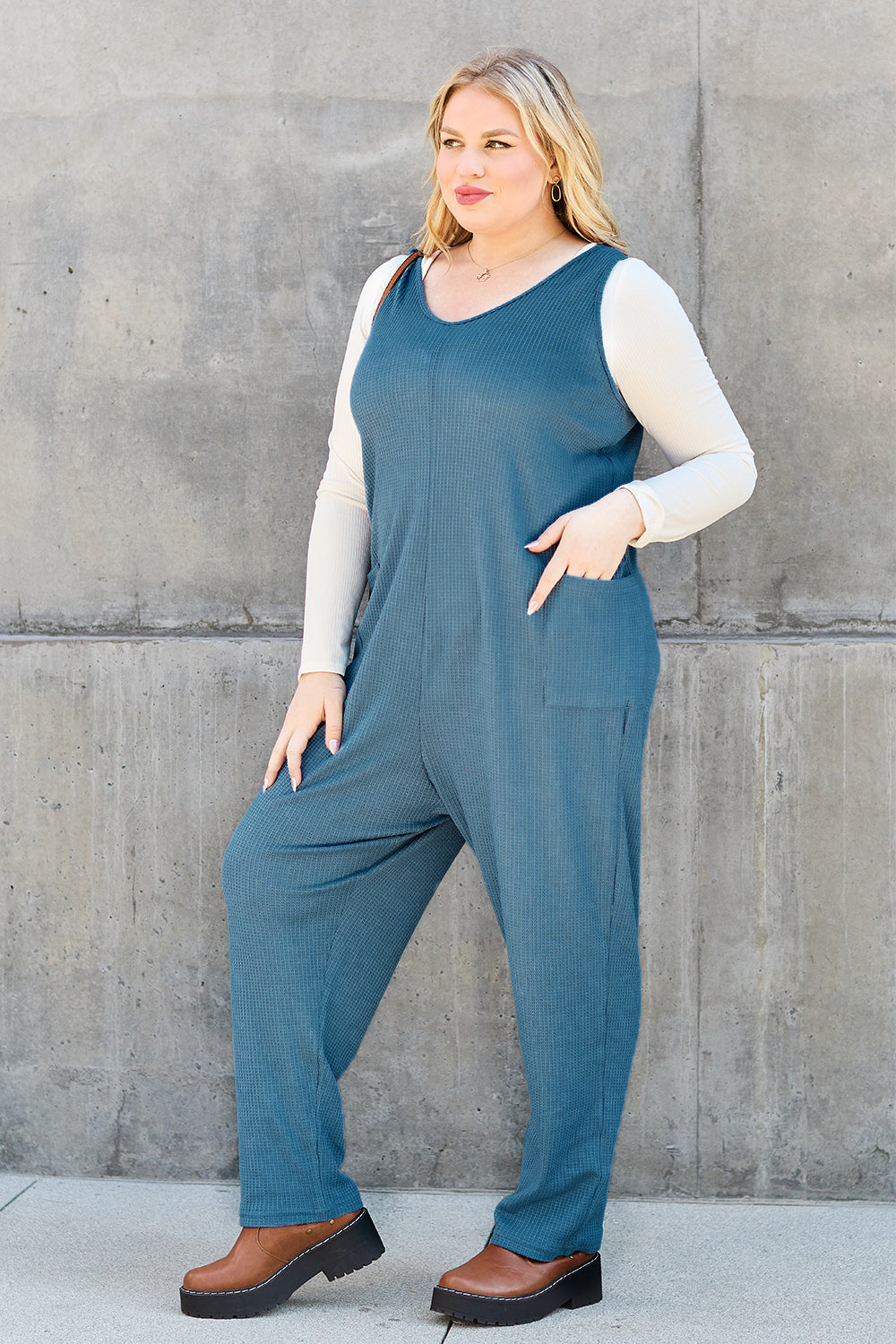 Double Take Full Size Sleeveless Straight Jumpsuit - ThingsWeUseAndLove 