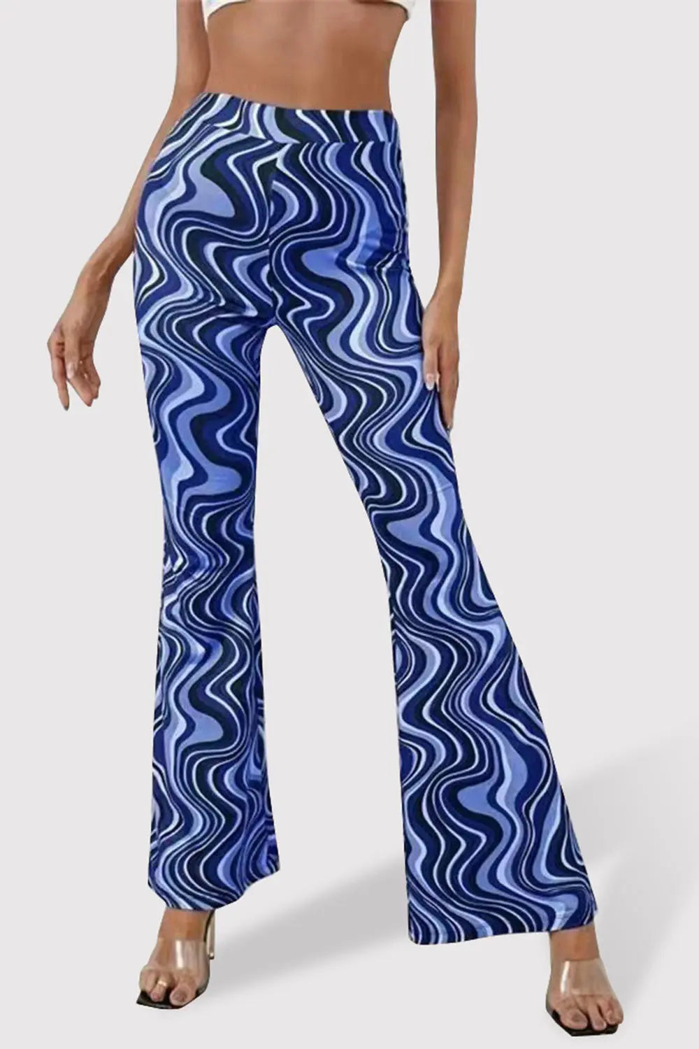 Paisley Printed High Waist Flare Pants - ThingsWeUseAndLove Dark-Blue-XL