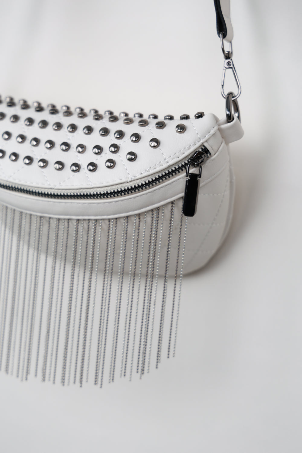 PU Leather Studded Fringed Sling Bag