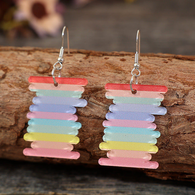 Rainbow Dangle Earrings - Acrylic One Size: (Length 2.2 in, Weight 0.2 oz (4.3 g) - ThingsWeUseAndLove Multicolor-One-Size