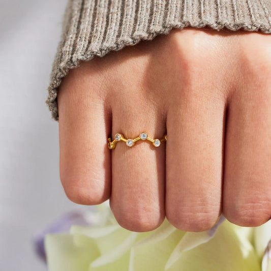 18K Gold-Plated 925 Sterling Silver Zircon Ring - ThingsWeUseAndLove Gold-9