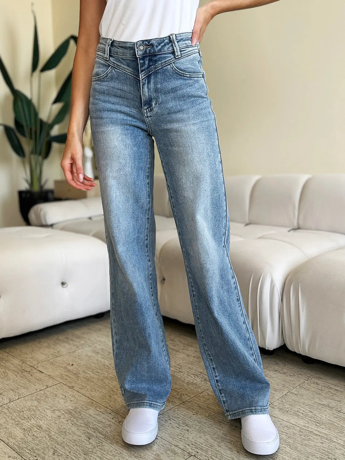 Bridget Judy Blue Size Inclusive High Waist Wide Leg Jeans - ThingsWeUseAndLove 