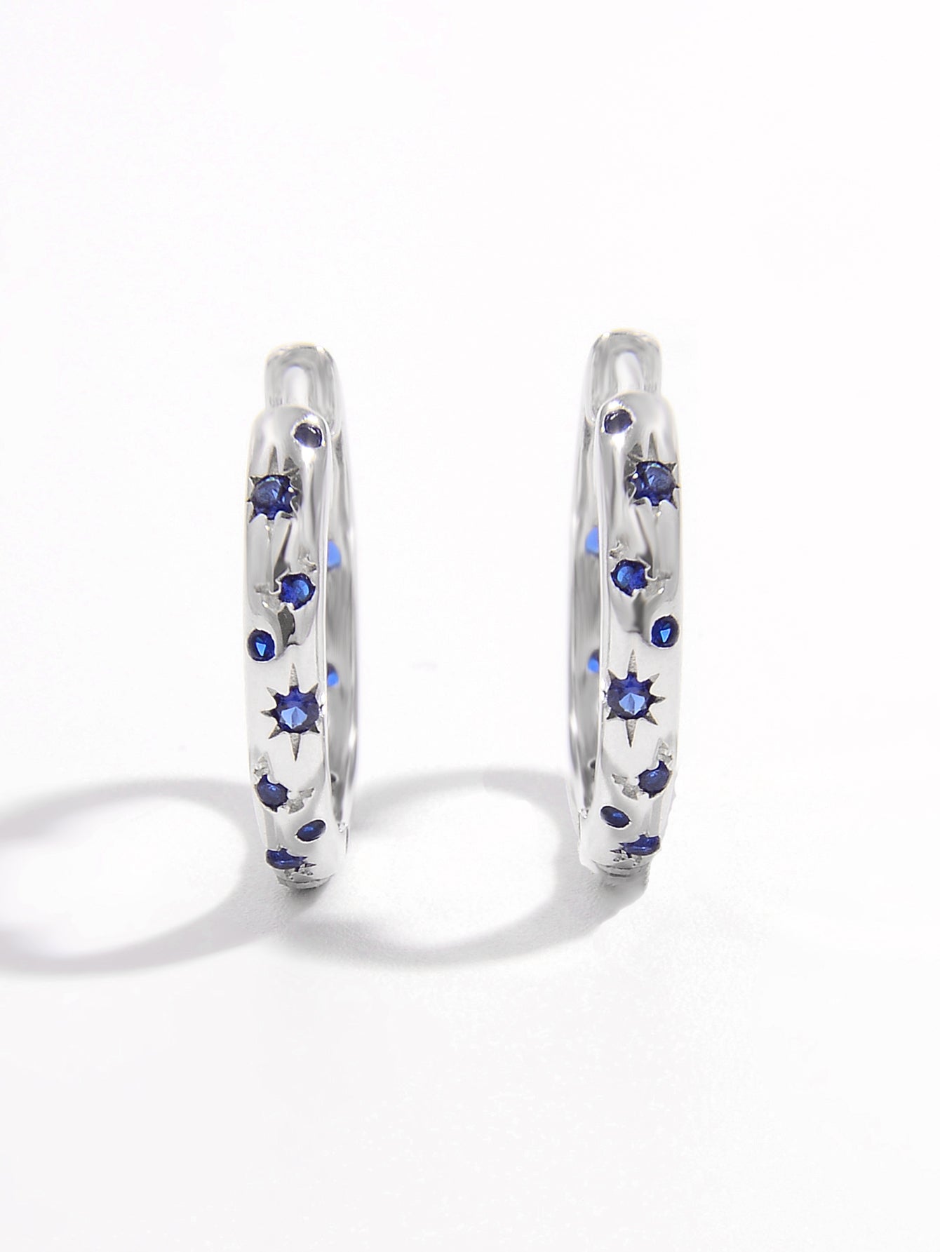 Sterling Silver Inlaid Zircon Huggie Earrings - ThingsWeUseAndLove 