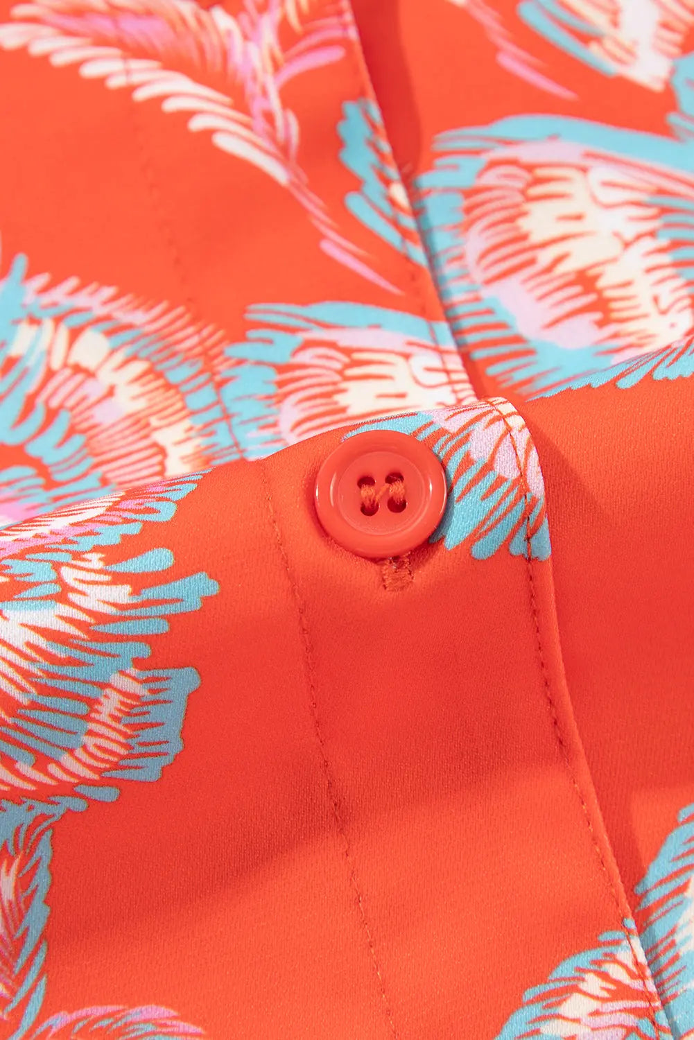 Red Floral Print Lapel Collar Loose Shirt Mini Dress - ThingsWeUseAndLove 