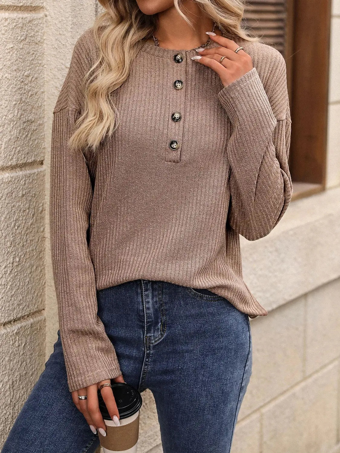 Long Sleeve Half Button T-Shirt - ThingsWeUseAndLove 