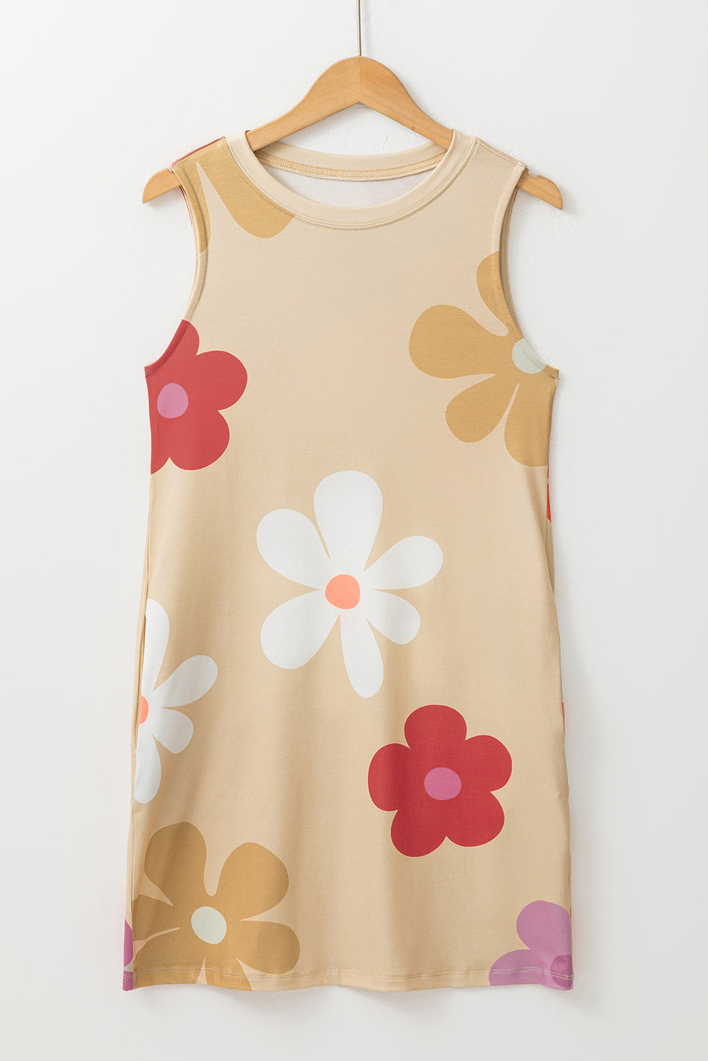 Apricot Daisy Flower Print Tank Dress - ThingsWeUseAndLove 