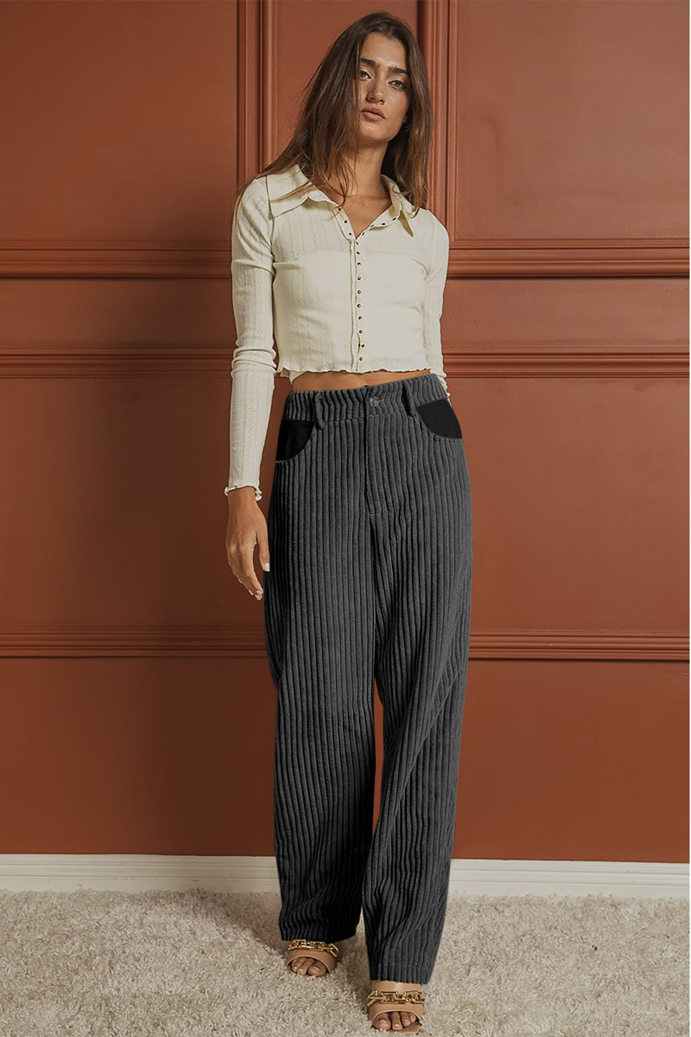 Ribbed Longline Pocketed Pants - ThingsWeUseAndLove 