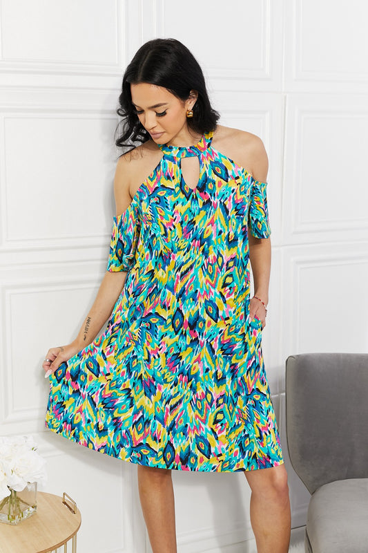 Perfect Paradise Printed Cold-Shoulder Dress - ThingsWeUseAndLove 