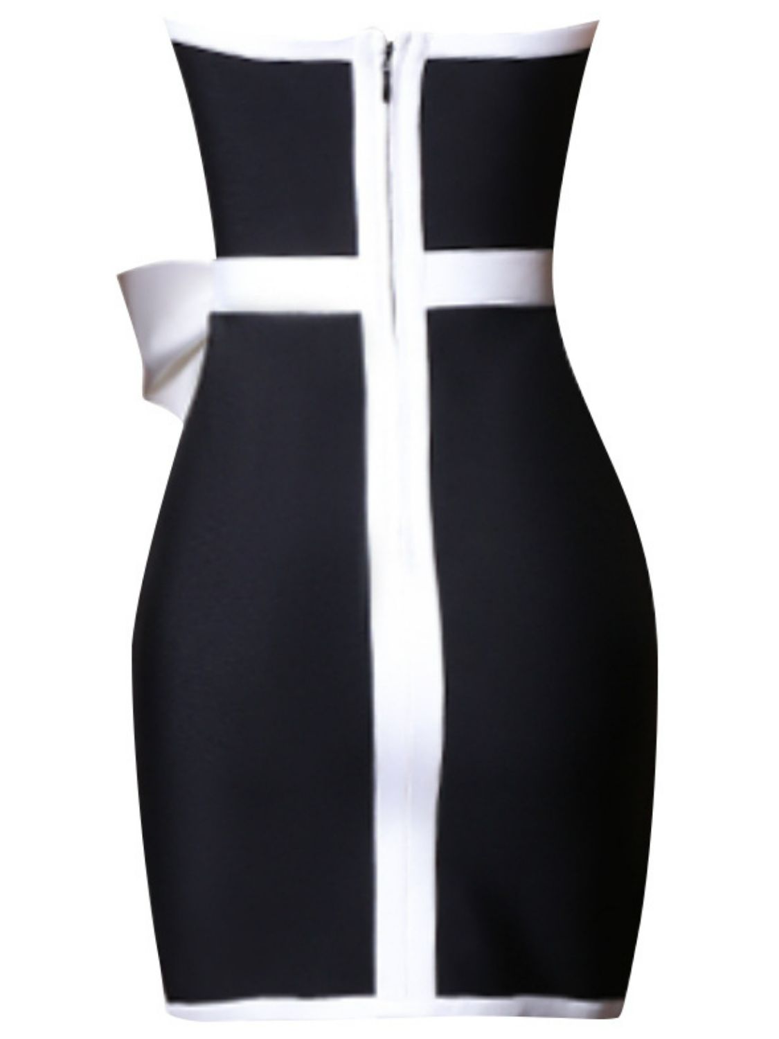 Contrast Strapless Bow Detail Mini Dress - ThingsWeUseAndLove 