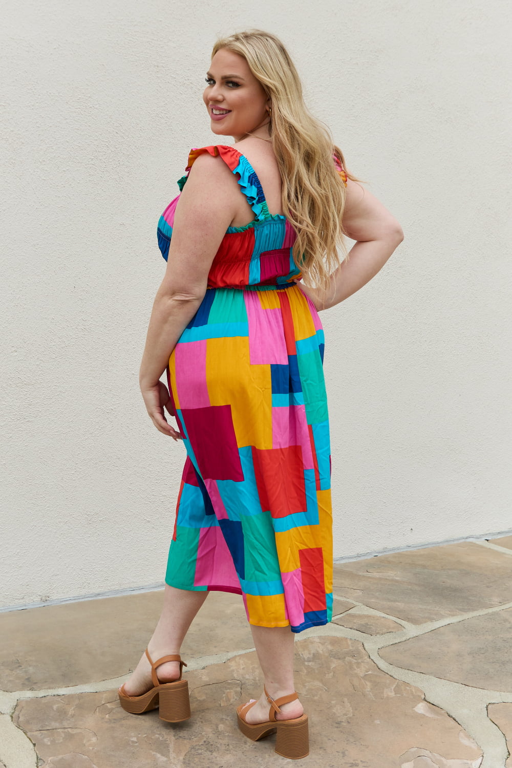 Multicolored Square Print Summer Dress - ThingsWeUseAndLove 