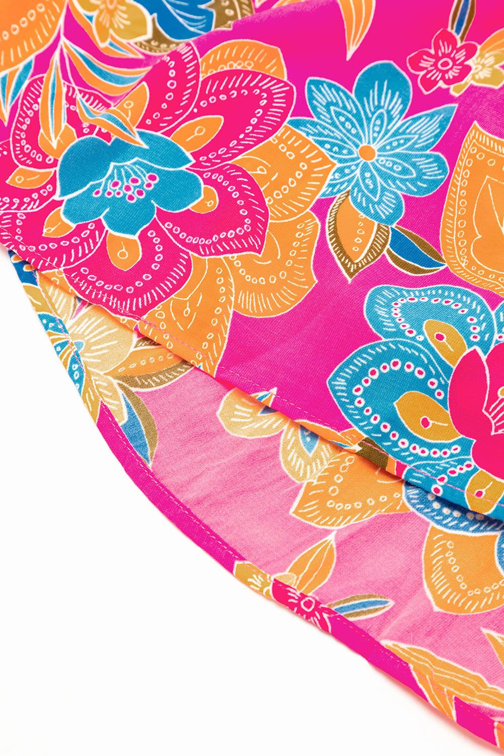 Rose Red Boho Floral V Neck Ruffle Tiered Long Dress - ThingsWeUseAndLove 