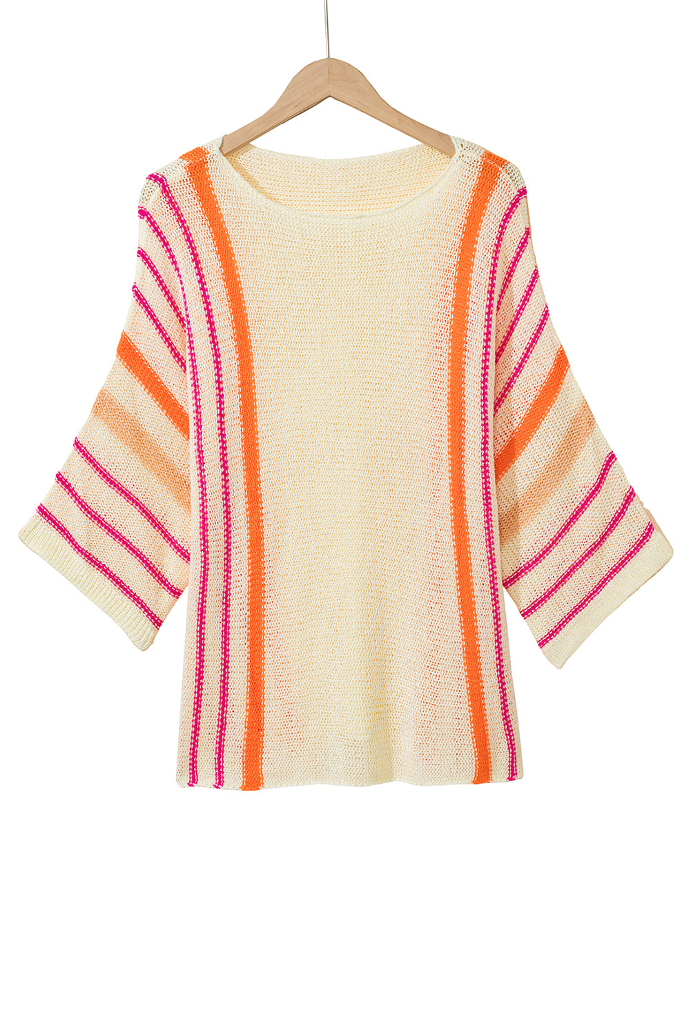 Striped Bell Sleeve Lightweight Knitted Top - ThingsWeUseAndLove 