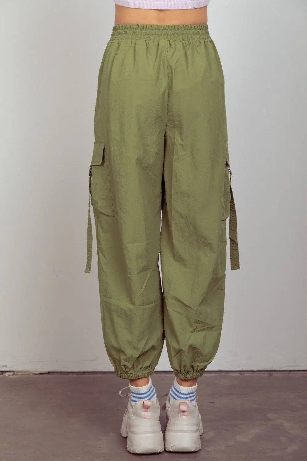 Kam  Elastic Waist Woven Cargo Pants - ThingsWeUseAndLove 