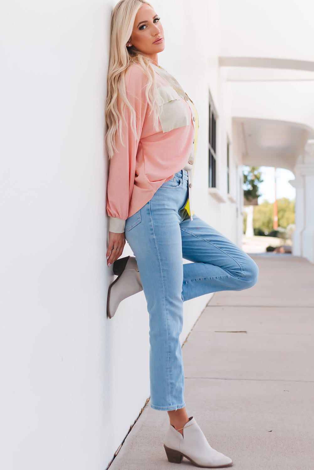 Cindy Contrast Long Sleeve Hooded Shirt - ThingsWeUseAndLove 