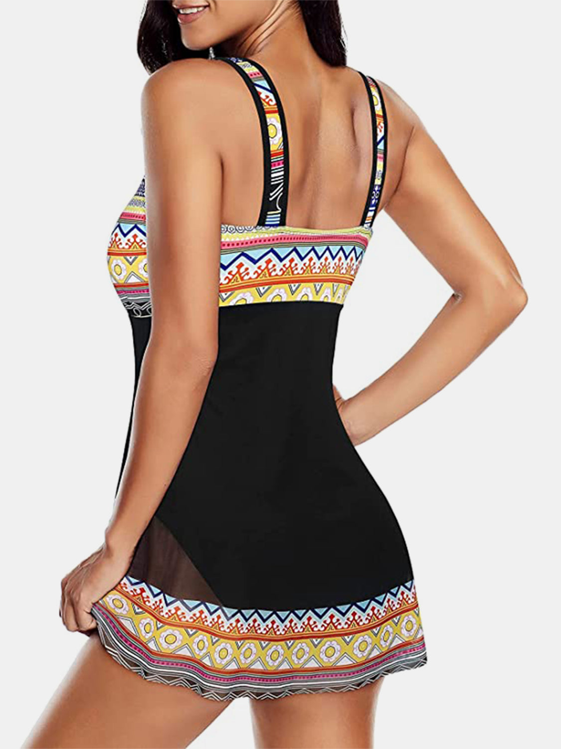 Addison Wide Strap One-Piece Geometric Swimwear - ThingsWeUseAndLove 