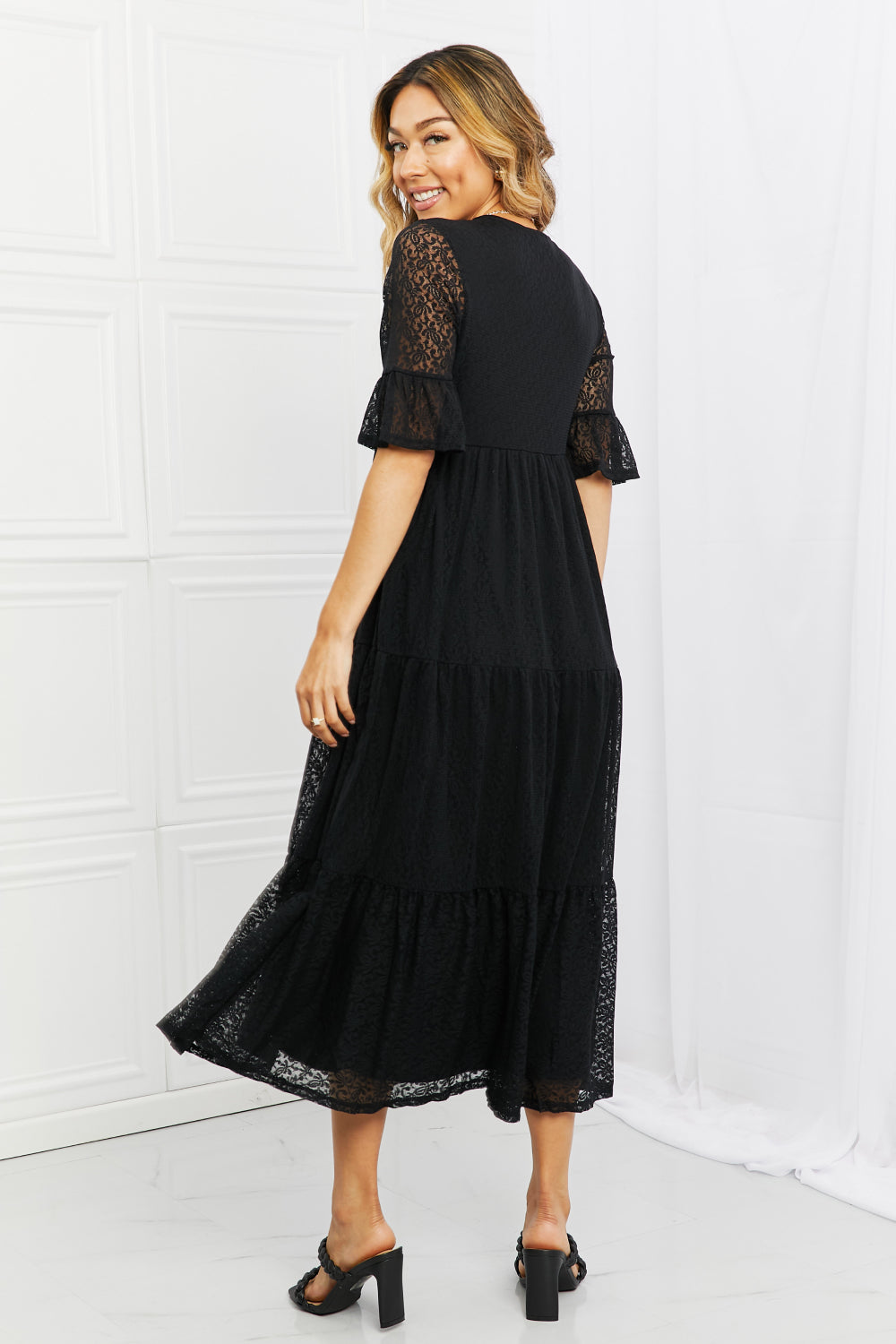 Black Lace Tiered Dress - ThingsWeUseAndLove 