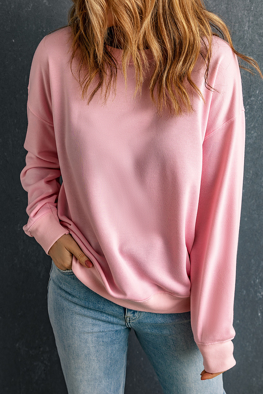 Irha Dropped Shoulder Round Neck  Sweatshirt - ThingsWeUseAndLove Blush-Pink-2XL