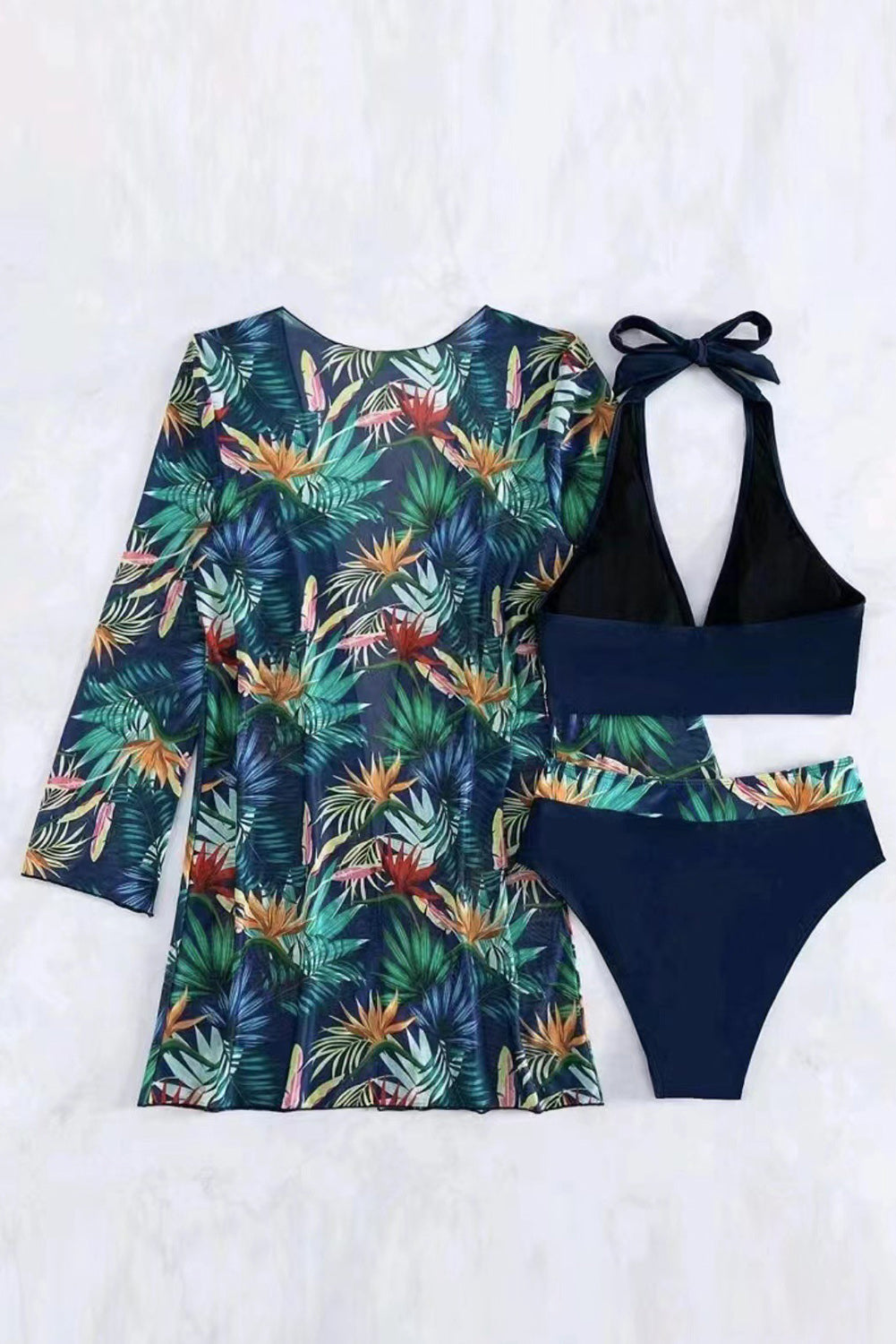 Printed Halter Neck Three-Piece Swim Set - ThingsWeUseAndLove 