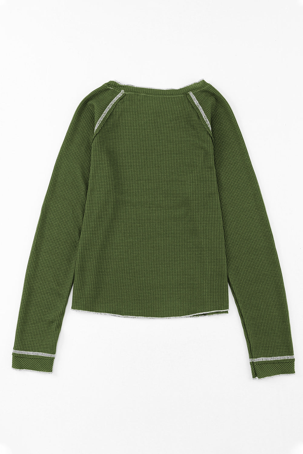Exposed Seam Textured Pullover Long Sleeve Top - ThingsWeUseAndLove 