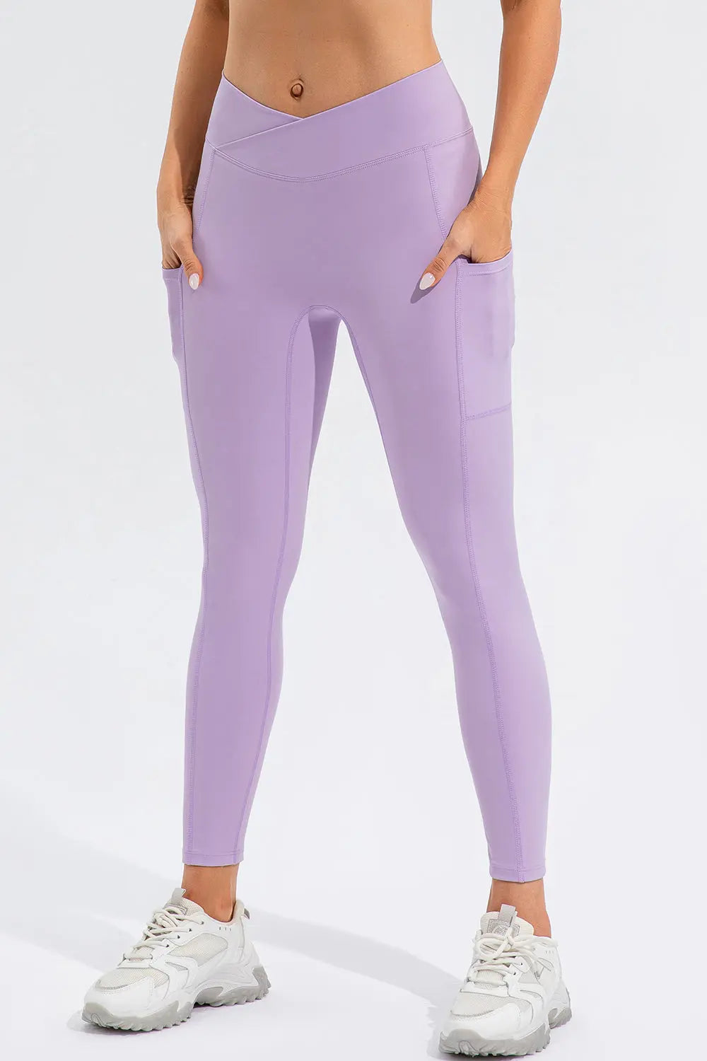 Constance High Waist Active Leggings with Pockets - ThingsWeUseAndLove Lavender-XL