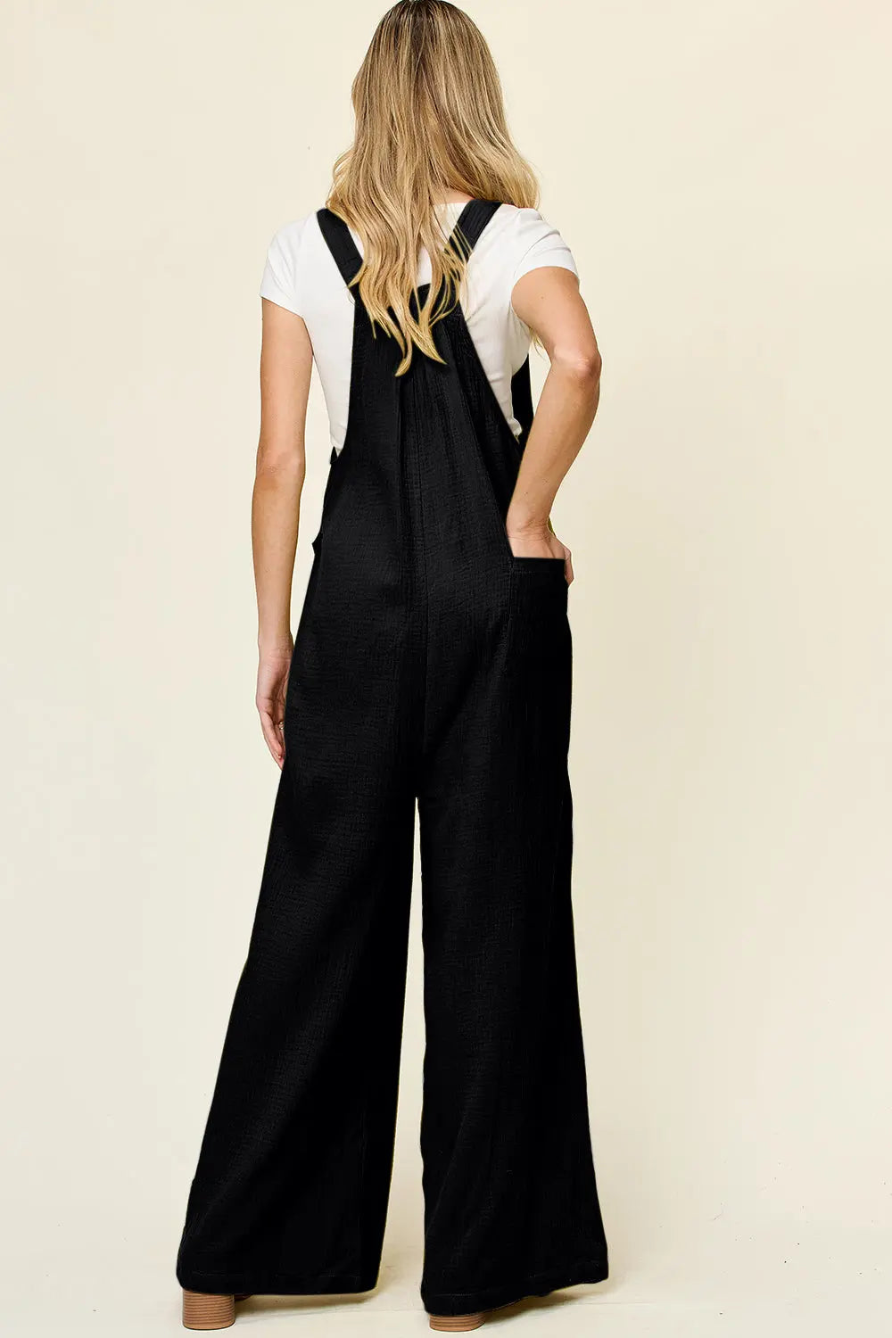 Size Inclusive Texture Wide Strap Wide Leg Overall - ThingsWeUseAndLove 