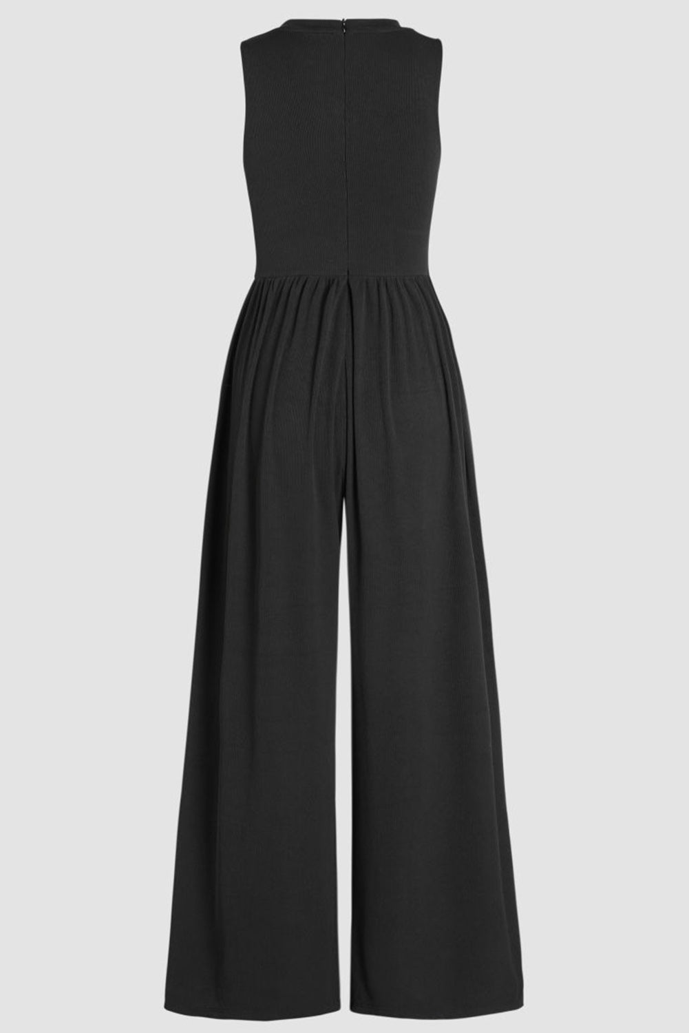 Blackish Green Sleeveless High Waist Wide Leg Jumpsuit - ThingsWeUseAndLove 