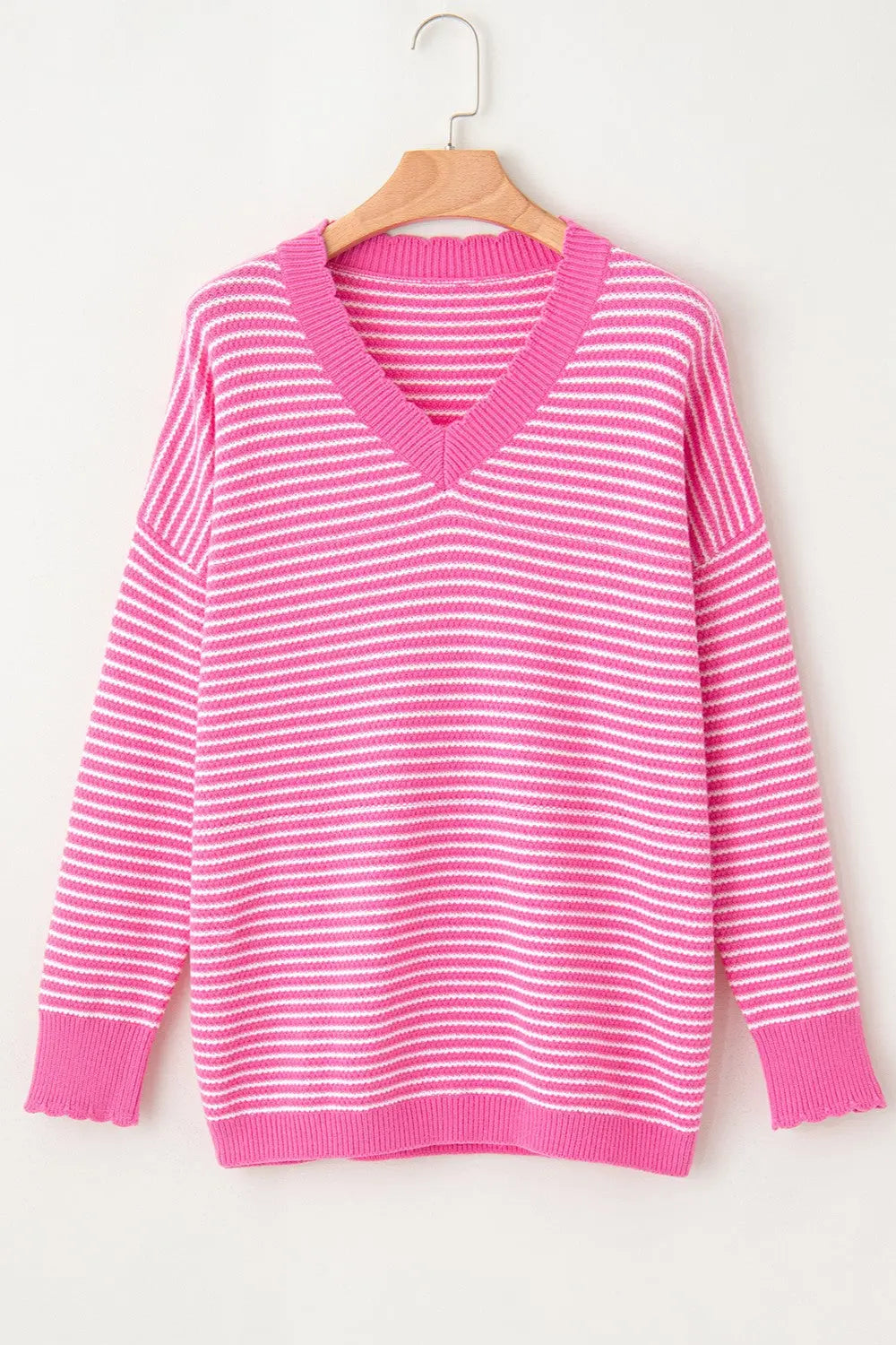 Brandy Striped V-Neck Long Sleeve Top - ThingsWeUseAndLove 