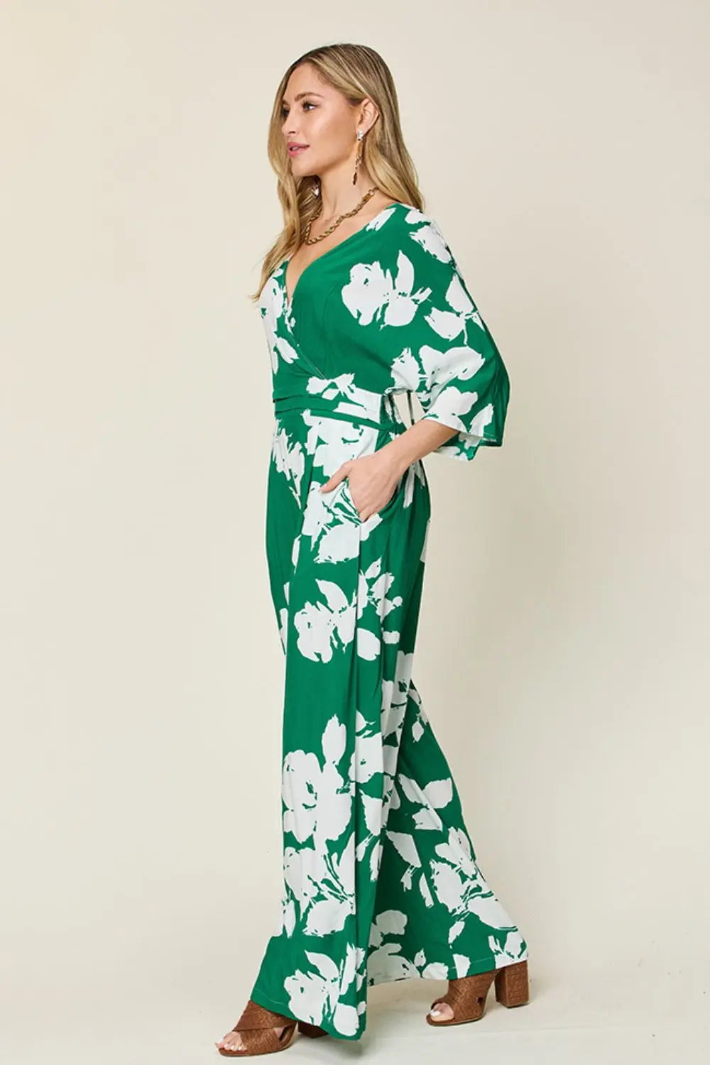 Size Inclusive Printed Tie Back Wide Leg Jumpsuit - ThingsWeUseAndLove 