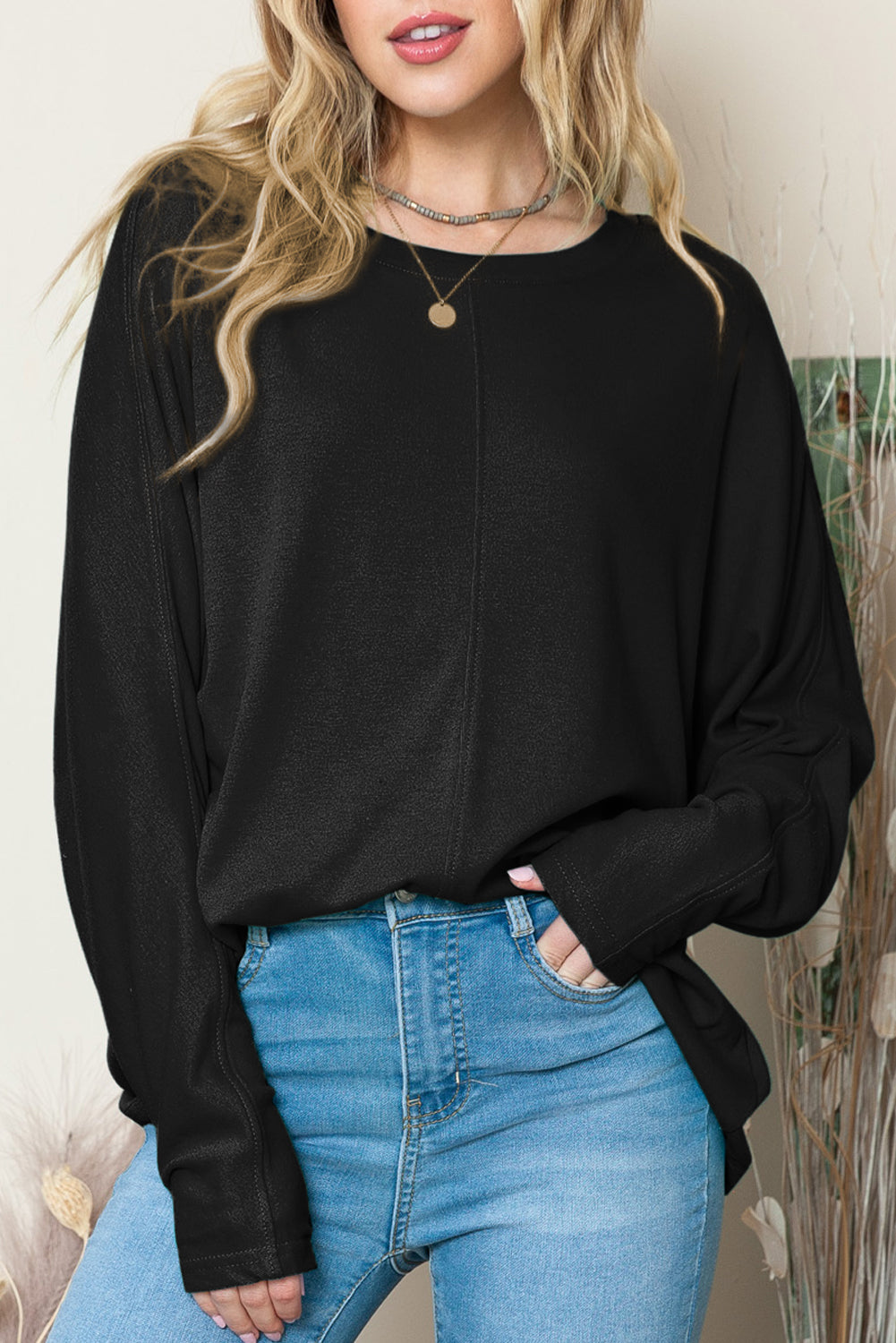 Casual Seam Long Sleeve Top - ThingsWeUseAndLove 