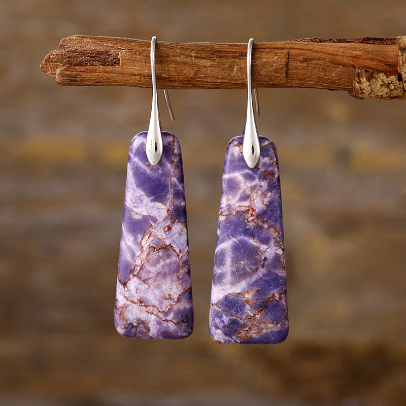 Copper Natural Stone Earrings - ThingsWeUseAndLove Purple-Silver-One-Size