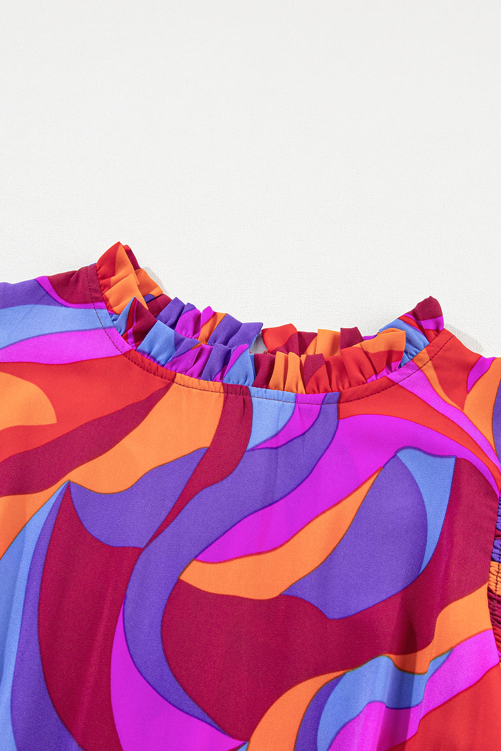 Orange Abstract Printed High Waist Ruffle Tiered Long Dress - ThingsWeUseAndLove 