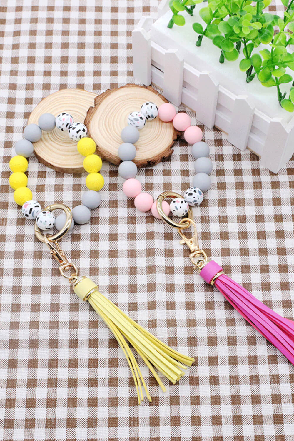 Assorted 2-Pack Multicolored Beaded Tassel Keychain - ThingsWeUseAndLove 