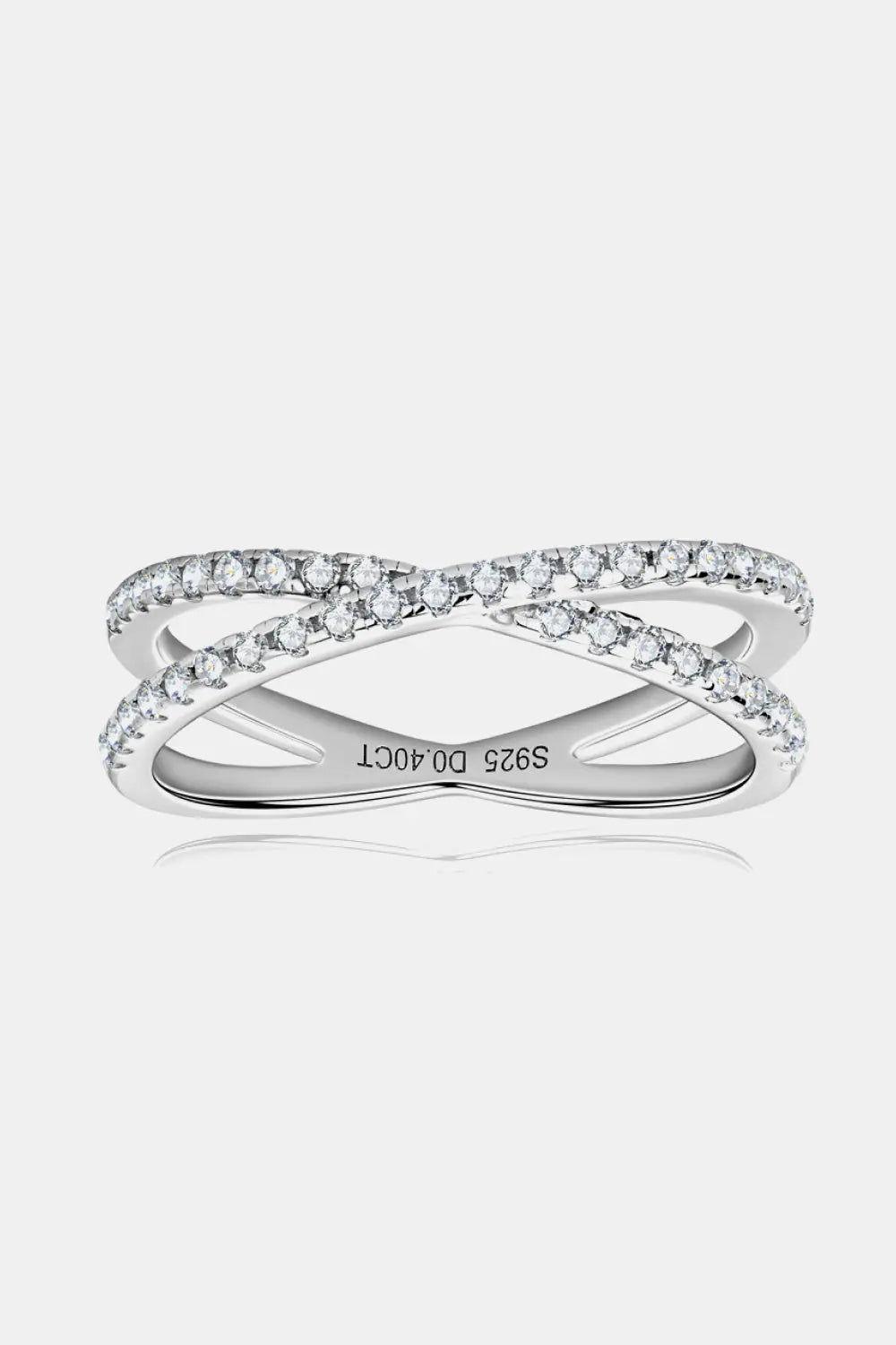 Moissanite 925 Sterling Silver Crisscross Ring - ThingsWeUseAndLove Silver-8