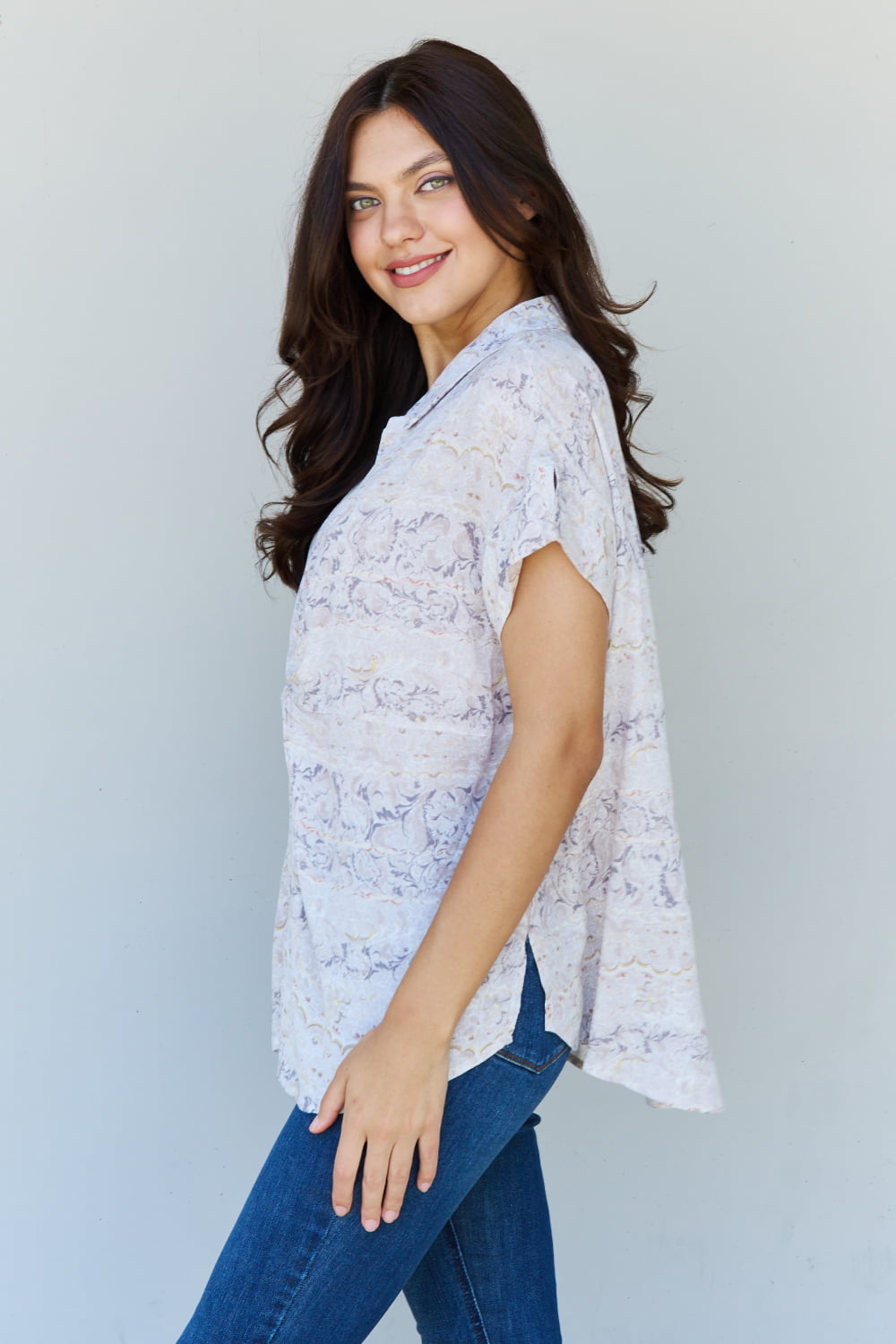 Floral Paisley Print Twist Tunic Top - ThingsWeUseAndLove 