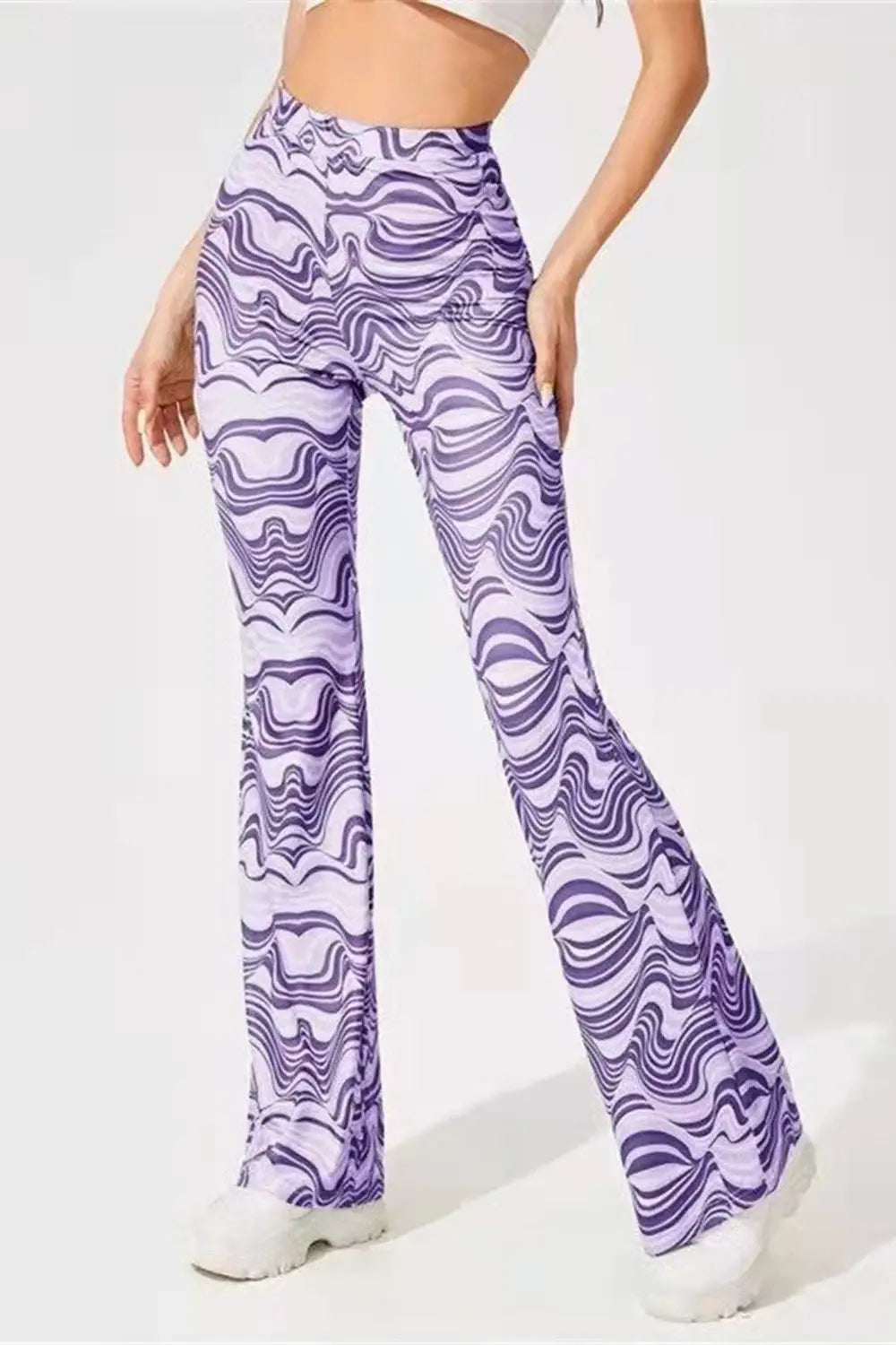 Paisley Printed High Waist Flare Pants - ThingsWeUseAndLove 