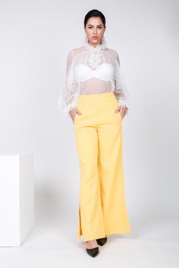 Side Slit Detail Wide Leg Pants - ThingsWeUseAndLove 