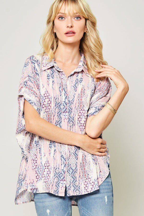 Ornately Patterned Woven Top - ThingsWeUseAndLove 