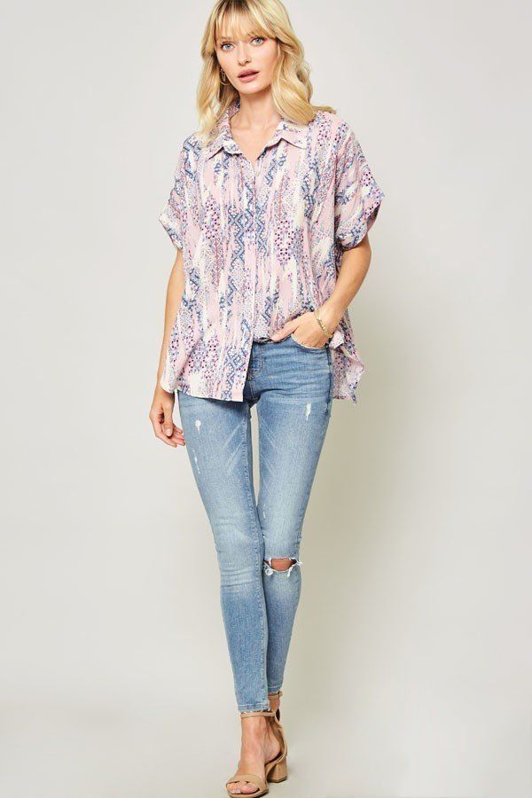 Ornately Patterned Woven Top - ThingsWeUseAndLove 