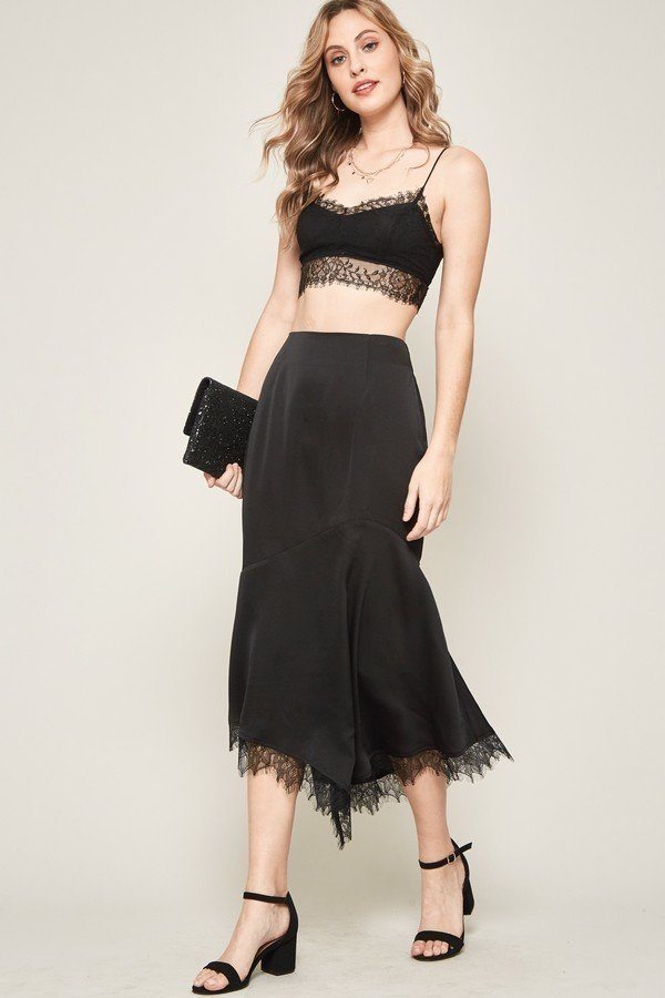 A Solid Woven Midi Skirt - ThingsWeUseAndLove 