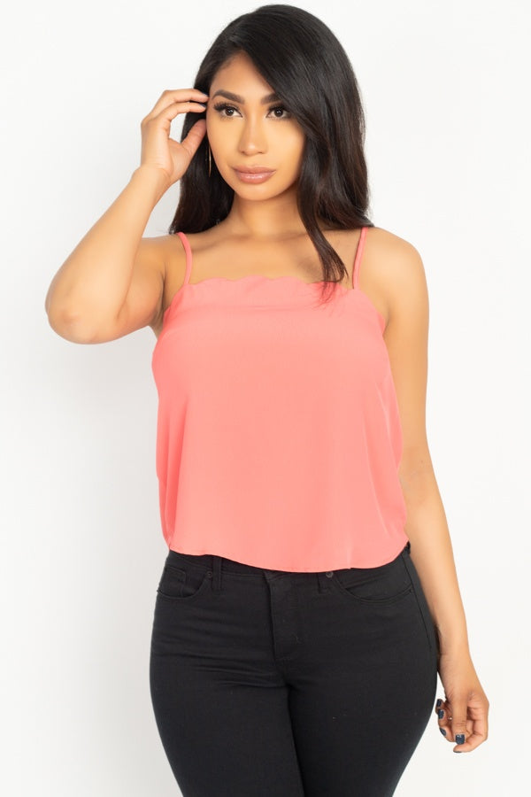 Scallop Opening Cami Top - ThingsWeUseAndLove 