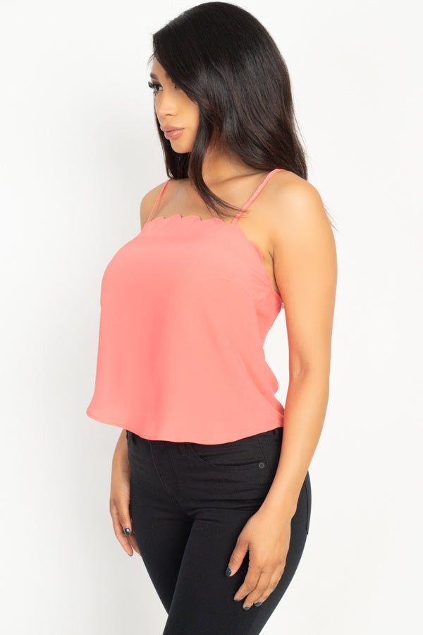 Scallop Opening Cami Top - ThingsWeUseAndLove 