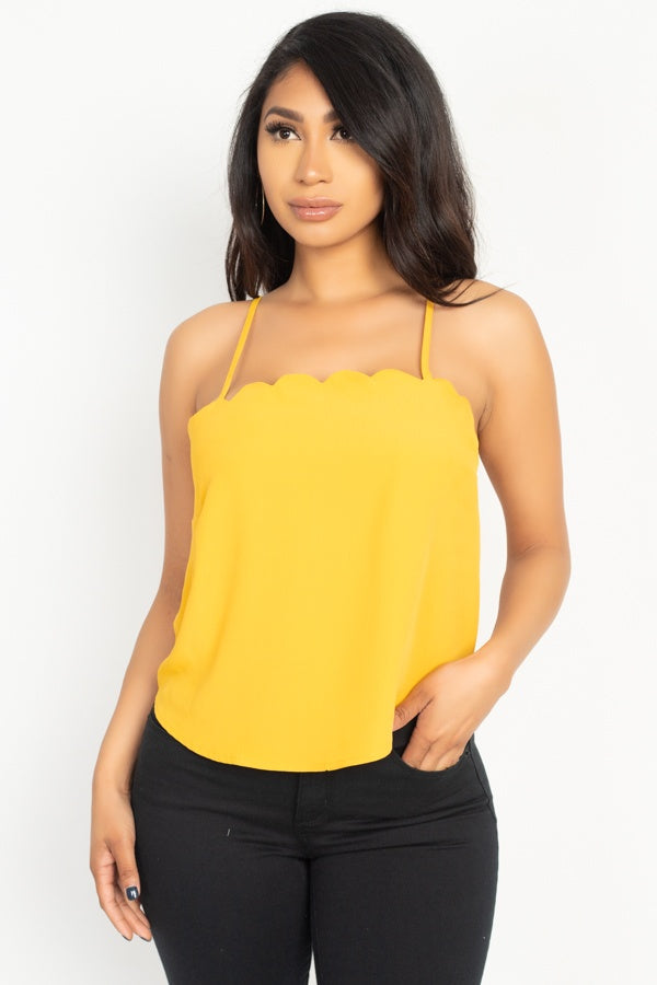 Scallop Opening Cami Top - ThingsWeUseAndLove 