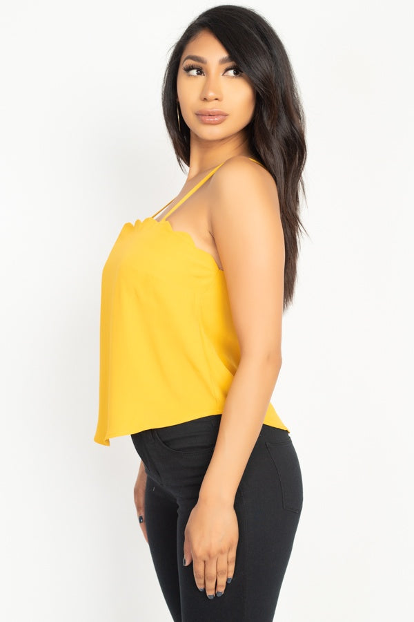 Scallop Opening Cami Top - ThingsWeUseAndLove 