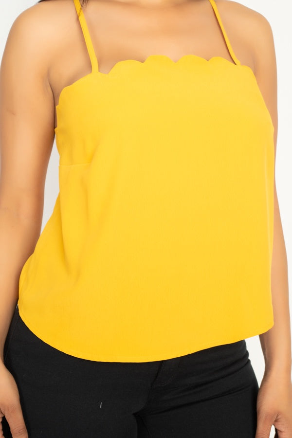 Scallop Opening Cami Top - ThingsWeUseAndLove 