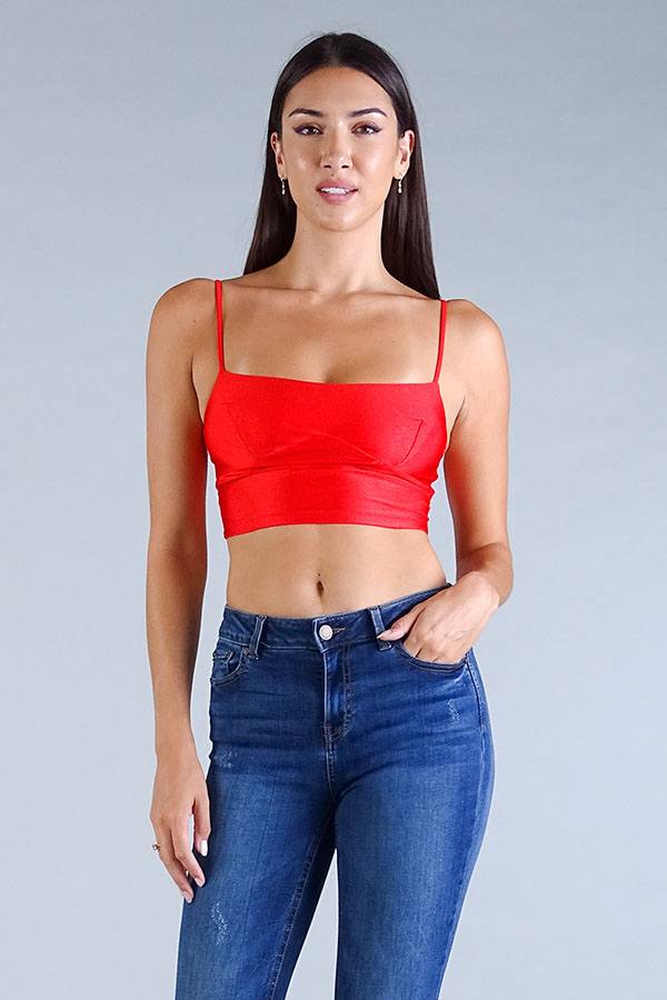 Sexy Spaghetti Strap Darted Under Bust Crop Top - ThingsWeUseAndLove 