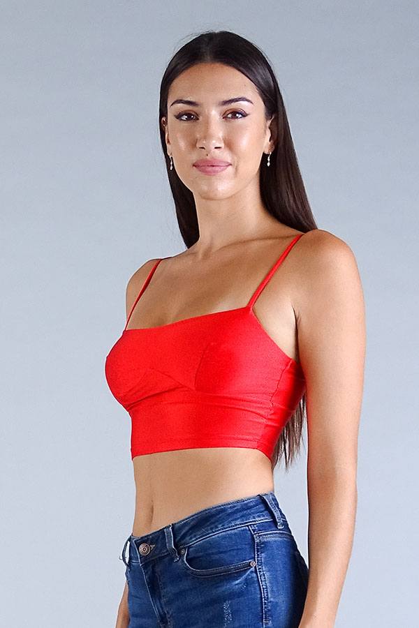 Sexy Spaghetti Strap Darted Under Bust Crop Top - ThingsWeUseAndLove 