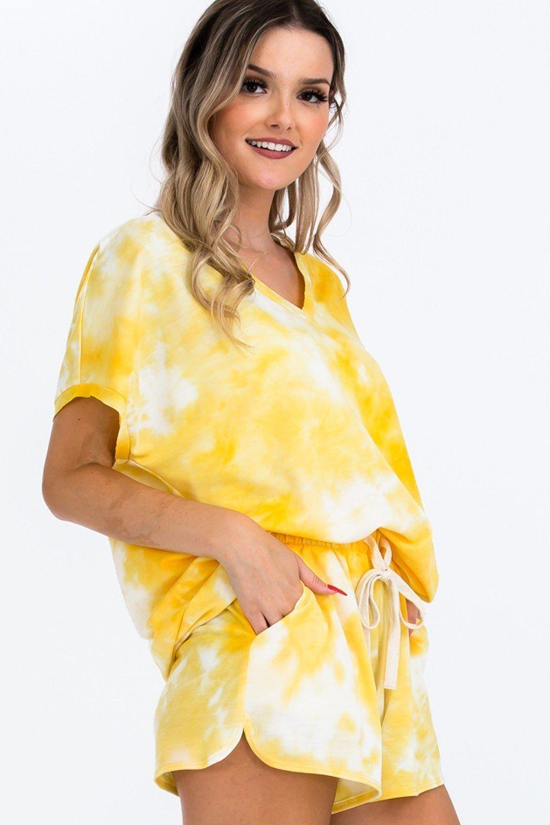 Tie-dye Top Featured In A V-neckline And Cuff Sort Sleeves - ThingsWeUseAndLove 