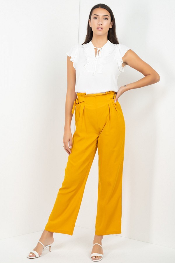 High Waist Paperbag Wide Pants - ThingsWeUseAndLove 