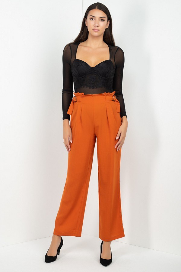 High Waist Paperbag Wide Pants - ThingsWeUseAndLove 