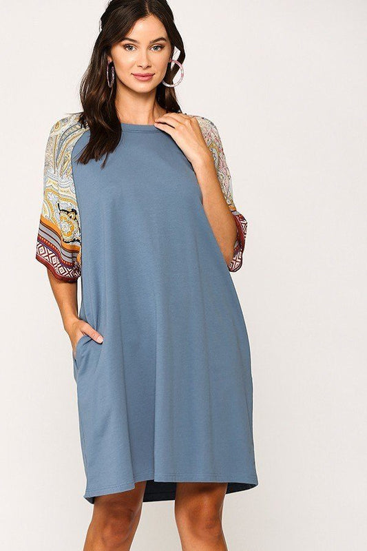 Solid Side Pocket Shift Dress - ThingsWeUseAndLove 